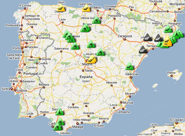 Mapa con Información del Tráfico y Estado de las Carreteras de la DGT • DGT  Información